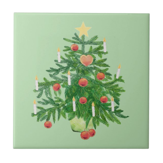 Vintage Christmas Tree with a Star  Tile (Front)