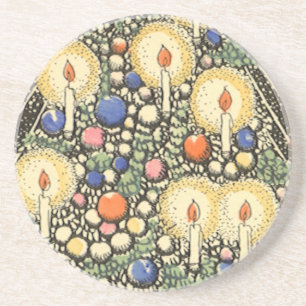 Vintage Christmas, Tree with Candles and a Star Coaster