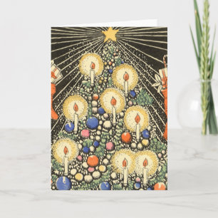 Vintage Christmas, Tree with Candles and a Star Holiday Card