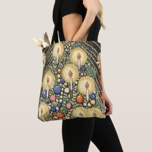 Vintage Christmas, Tree with Candles and a Star Tote Bag