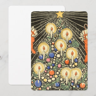 Vintage Christmas Tree with Candles Invitation