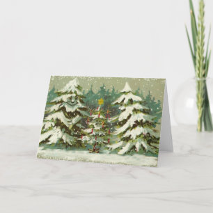 Vintage Christmas Trees Holiday Card