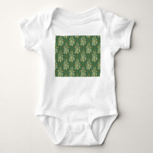 Vintage Christmas Trees Illustration Pattern Baby Bodysuit