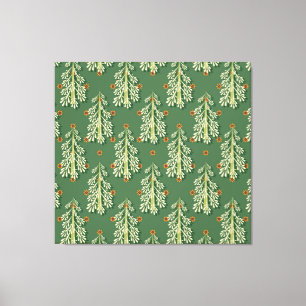 Vintage Christmas Trees Illustration Pattern Canvas Print