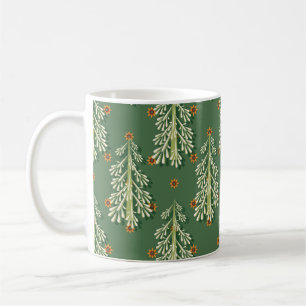 Vintage Christmas Trees Illustration Pattern Coffee Mug
