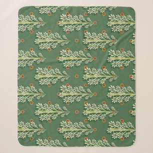 Vintage Christmas Trees Illustration Pattern Sherpa Blanket