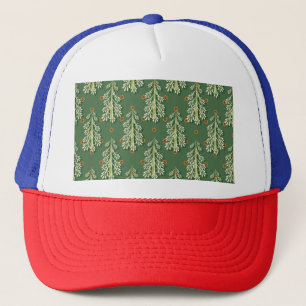 Vintage Christmas Trees Illustration Pattern Trucker Hat