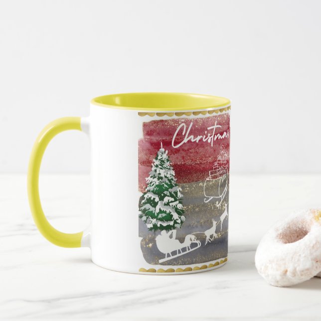 Vintage Christmas trees  Mug (With Donut)
