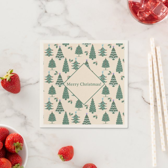 Vintage Christmas Trees  Napkin (Insitu)