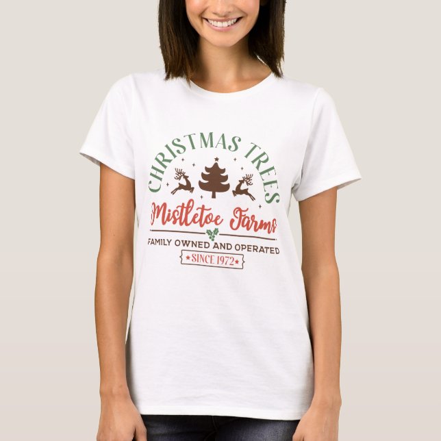 Vintage Christmas Trees Sign T-Shirt (Front)