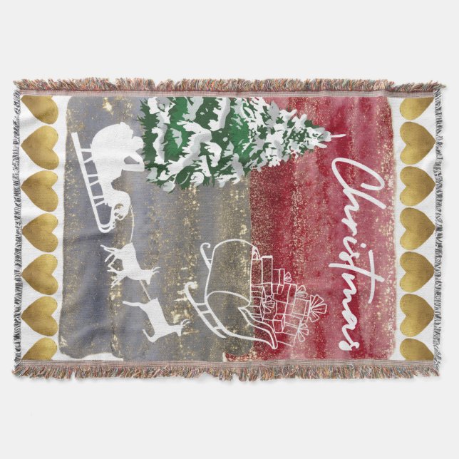 Vintage Christmas trees  Throw Blanket (Front)