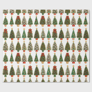 Vintage Christmas Trees Wrapping Paper