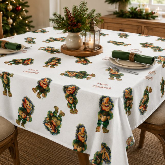 Vintage Christmas Troll Pattern Holiday Tablecloth (Creator Uploaded)
