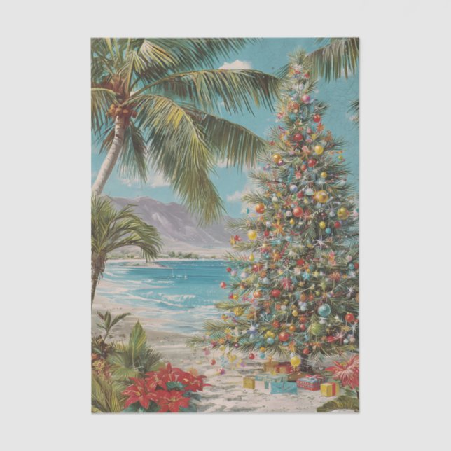 Vintage Christmas Tropical Beach Palm Tree Tissue Paper (Front)