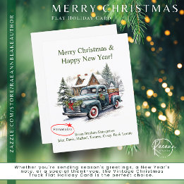 Vintage Christmas Truck Flat Holiday Card