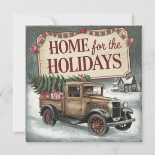 Vintage Christmas Truck Home for the Holidays Invitation