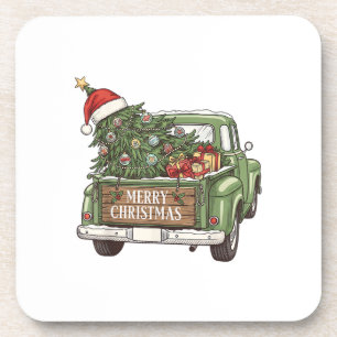 Vintage Christmas Truck Merry Christmas Men Women Coaster