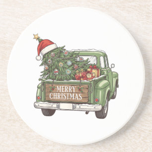 Vintage Christmas Truck Merry Christmas Men Women Coaster