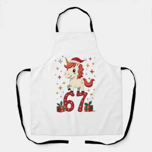 Vintage Christmas Unicorn 67 Cute Holiday Dabbing Apron