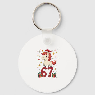 Vintage Christmas Unicorn 67 Cute Holiday Dabbing Key Ring