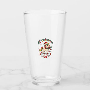 Vintage Christmas Unicorn 6th Birthday Dabbing Gir Glass