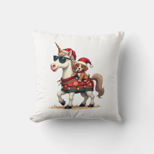Vintage Christmas Unicorn and Dog Ugly Sweater Sty Cushion