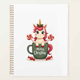 Vintage Christmas Unicorn in Merry Christmas Mug C Planner