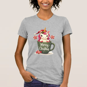 Vintage Christmas Unicorn in Merry Christmas Mug C T-Shirt
