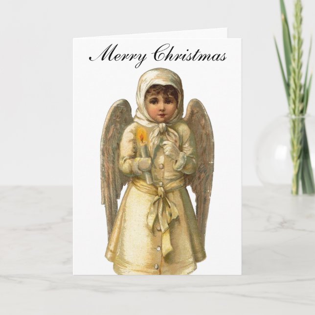Vintage Christmas Victorian Angel Card (Front)