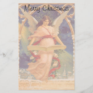 Vintage Christmas, Victorian Angel Reading Bible Stationery