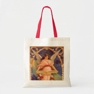 Vintage Christmas, Victorian Angel Reading Bible Tote Bag