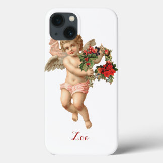 Vintage Christmas, Victorian Angel w Floral Wreath iPhone 13 Case