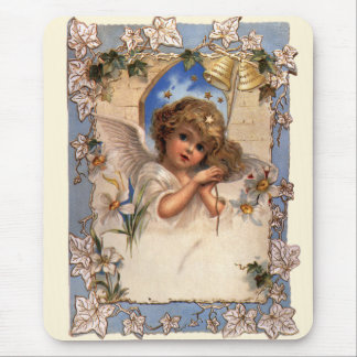 Vintage Christmas, Victorian Angel with Gold Bells Mouse Mat