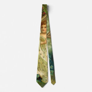Vintage Christmas, Victorian Angel with Gold Stars Tie