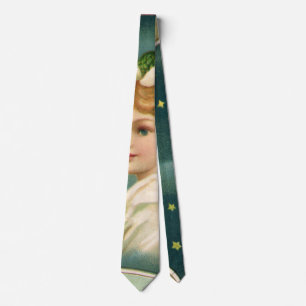Vintage Christmas, Victorian Angel with Gold Stars Tie