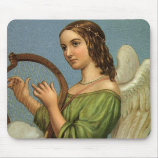 Vintage Christmas, Victorian Angel with Music Harp Mouse Mat