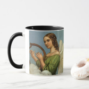 Vintage Christmas, Victorian Angel with Music Harp Mug