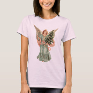 Vintage Christmas, Victorian Angel with Tree T-Shirt