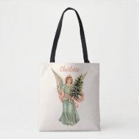 Vintage Christmas, Victorian Angel with Tree