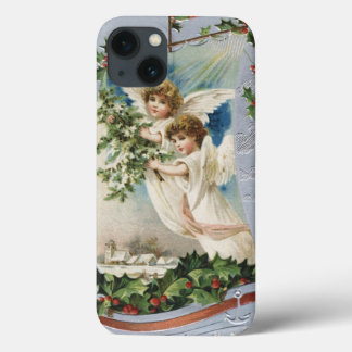 Vintage Christmas, Victorian Angels in a Sailboat iPhone 13 Case
