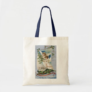 Vintage Christmas, Victorian Angels in a Sailboat Tote Bag
