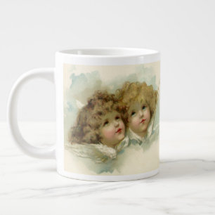 Vintage Christmas, Victorian Angels in the Clouds Large Coffee Mug