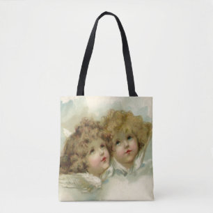 Vintage Christmas, Victorian Angels in the Clouds Tote Bag