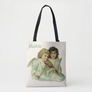 Vintage Christmas, Victorian Angels Music Violin Tote Bag