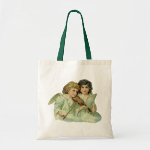 Vintage Christmas, Victorian Angels Music Violin Tote Bag