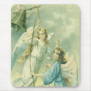 Vintage Christmas, Victorian Angels with a Bell Mouse Mat