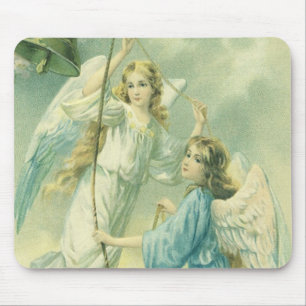 Vintage Christmas, Victorian Angels with a Bell Mouse Mat