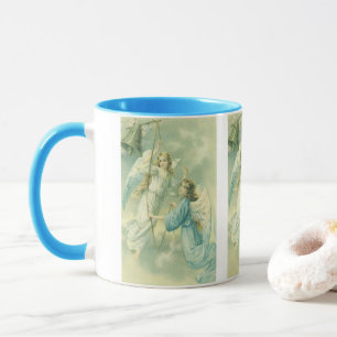 Vintage Christmas, Victorian Angels with a Bell Mug