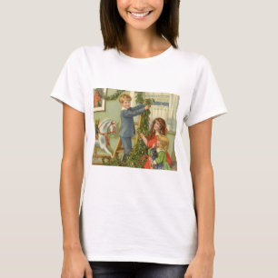 Vintage Christmas, Victorian Children Decorating T-Shirt