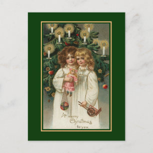 Vintage Christmas Victorian children Postcard